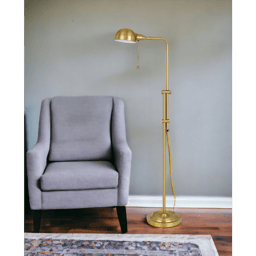 HomeRoots 58in. Brass Adjustable Floor Lamp With Dome Shade