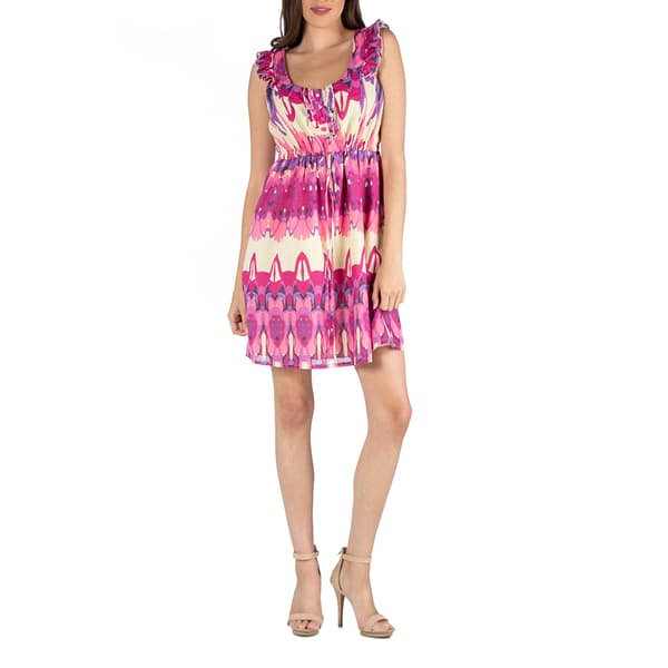 Womens 24/7 Comfort Apparel Pink Sleeveless Dress With Ruffles - image 