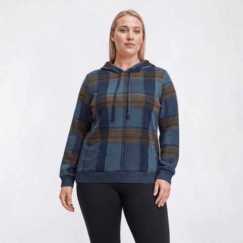 Plus Size Emily Daniels Long Sleeve Plaid Hacci Hoodie