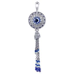 Wearable Art Artisan Round Blue Disc Stone & Beaded Enhancer