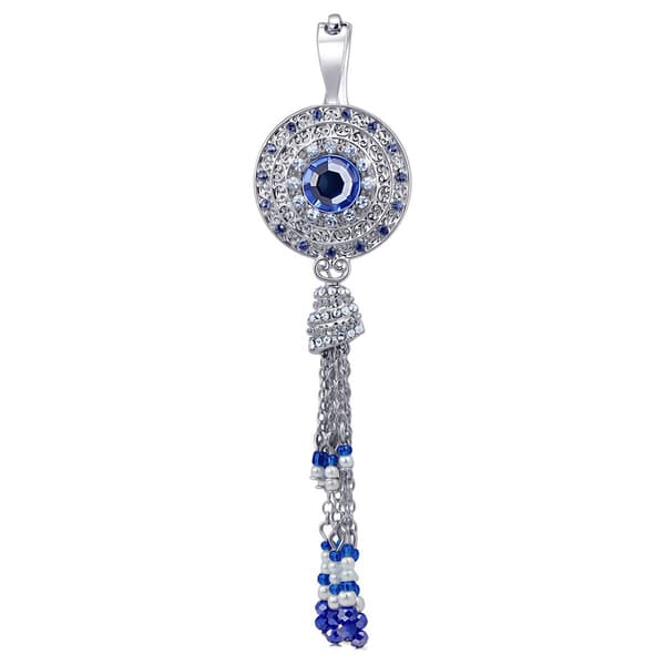 Wearable Art Artisan Round Blue Disc Stone & Beaded Enhancer - image 