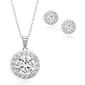 2pc. Silver Plated & CZ Round Halo Earrings & Pendant Set - image 1