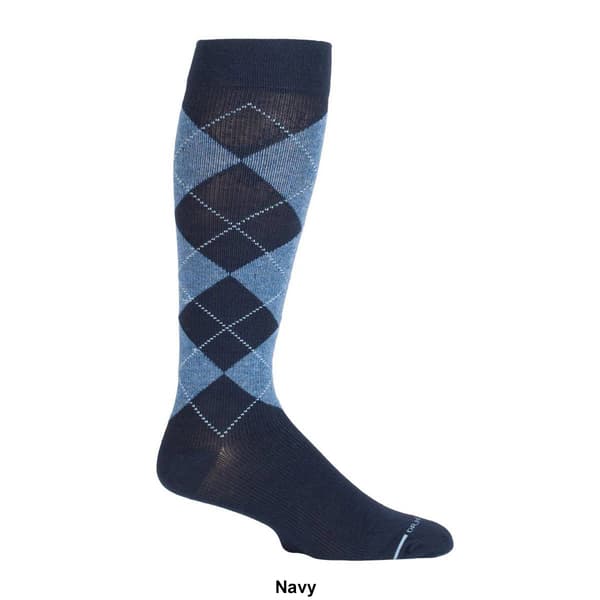 Mens Dr. Motion Classic Argyle Knee High Compression Dress Socks