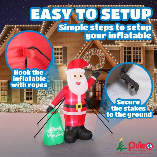 Puleo International 6ft. Lighted Blow-Up Inflatable Santa Claus