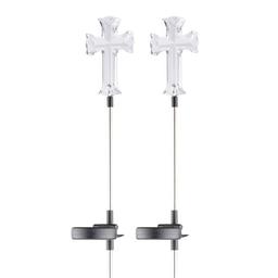 Alpine Solar Cross Garden Stake w/ LED Light - Set of 2