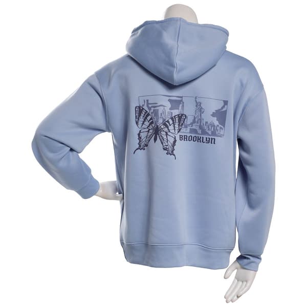 Juniors No Comment Fleece Foil Screen Pull Over Hoodie - Eventide