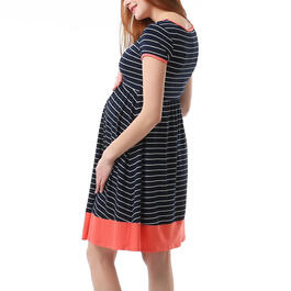 Womens Glow & Grow&#174; Striped Maternity Fit & Flare Dress