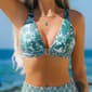 Womens Cupshe Palm Trees Diamond Neckline Bikini Swim Top - image 1