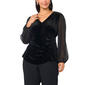 Plus Size MSK Long Sleeve Velvet Mixed Media Sleeve Top - image 1