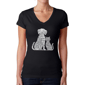 Womens LA Pop Art Dogs and Cats - Word Art V-Neck T-Shirt - image 1
