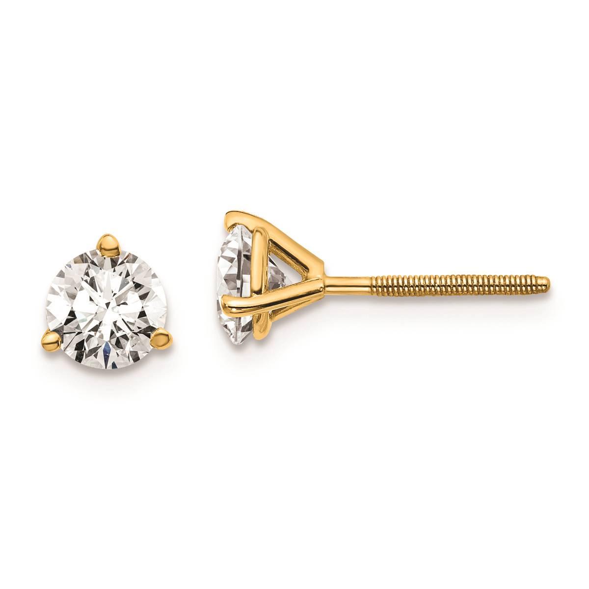 Pure Fire 14kt. Yellow Gold 1ctw. Screwback Diamond Earrings