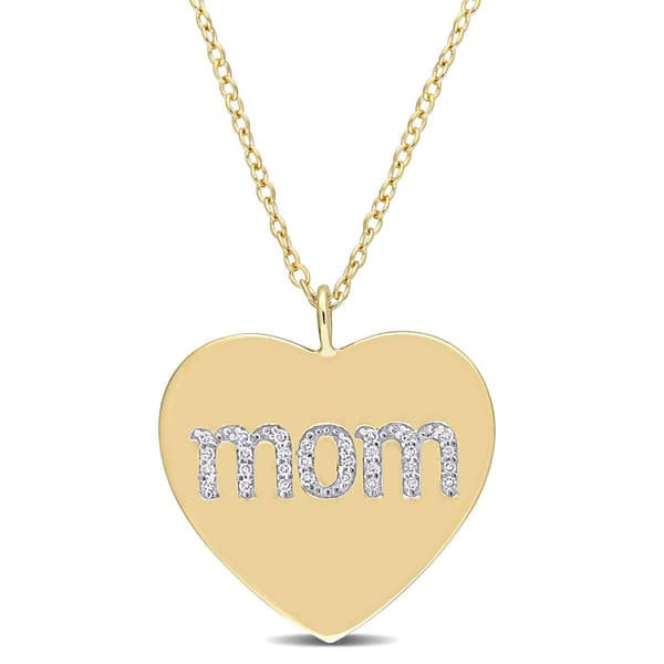 Sophia B Yellow Silver 1/10ct. Diamond Mom Pendant