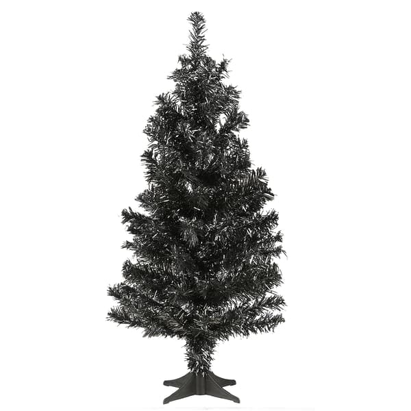 National Tree 2ft. Black Tinsel Tree