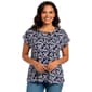 Petite Notations Short Sleeve Geometric Tie Neck Grommet Blouse - image 1