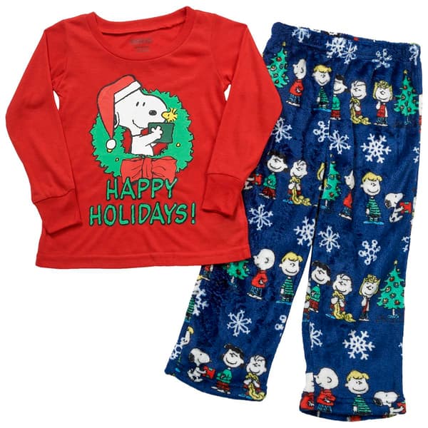 Kids Holiday Traditions Happy Holidays Peanuts Pajama Set - image 