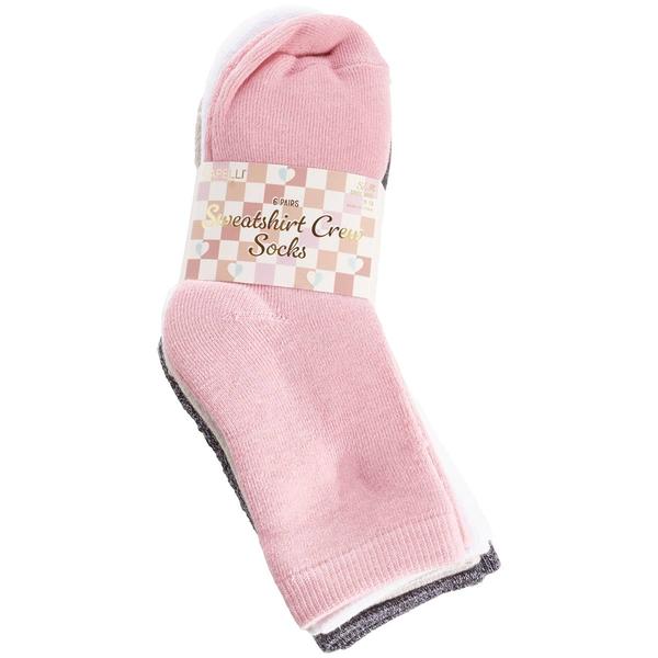 Girls Capelli® New York 6pk. Solid/Marled Terry Yarn Crew Socks