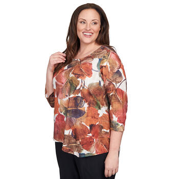Plus Size Alfred Dunner Classics Leaves Blouse - Boscov's