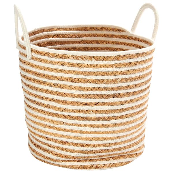 Heritage Small White Stripe Rope Hyacinth Hamper - image 