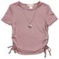 Girls (7-12) Dream Girl Side Cinch Tee w/ Heart Locket Necklace - image 2