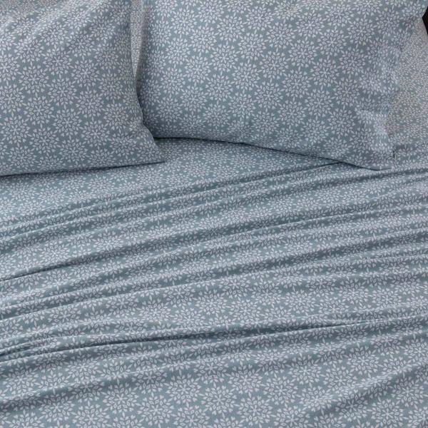 Freshfolds Turkish Cotton Blue Snowflake Flannel 4pc. Sheet Set