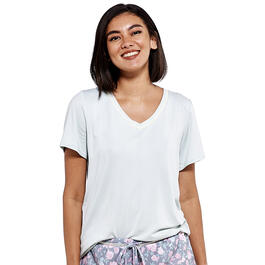 Petites Jessica Simpson Short Sleeve Solid Pajama Tee w/Lace