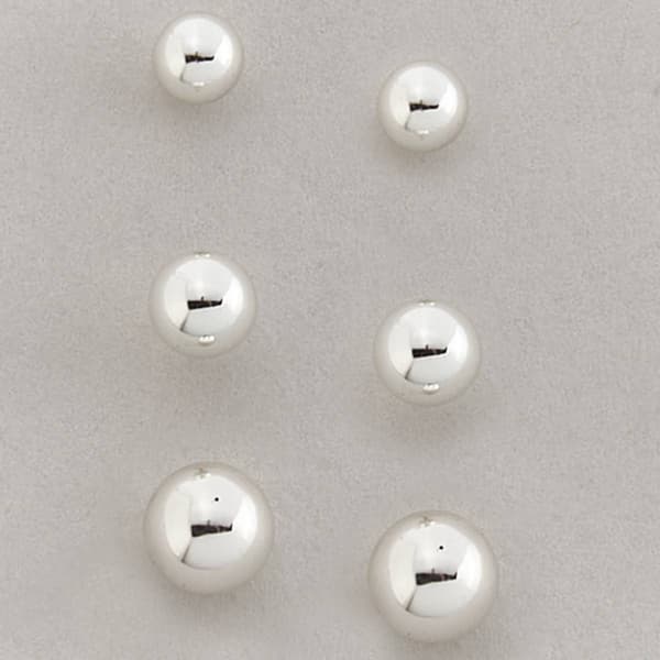 Design Collection Silver Plated Graduated Ball Earrings Trio - image 