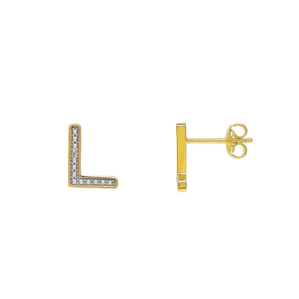 Gianni Argento Gold Diamond Accent Initial L Stud Earrings
