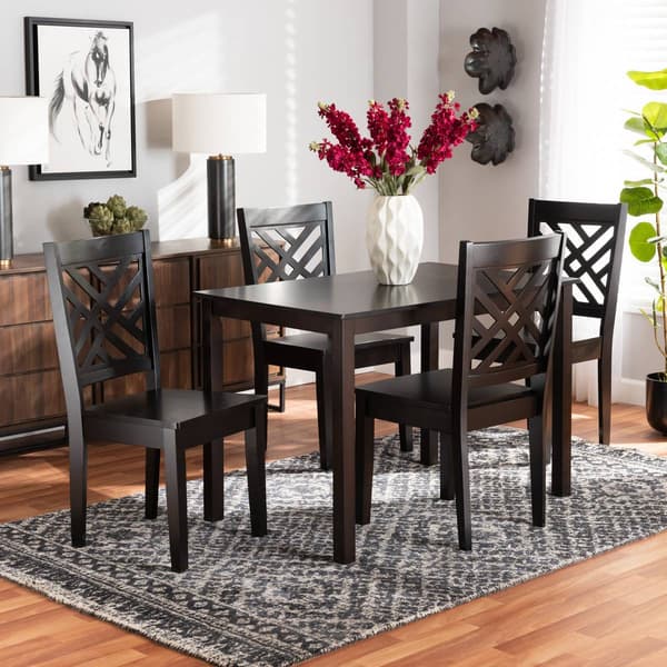 Baxton Studio Ani Dark Brown Finished Wood 5pc. Dining Set