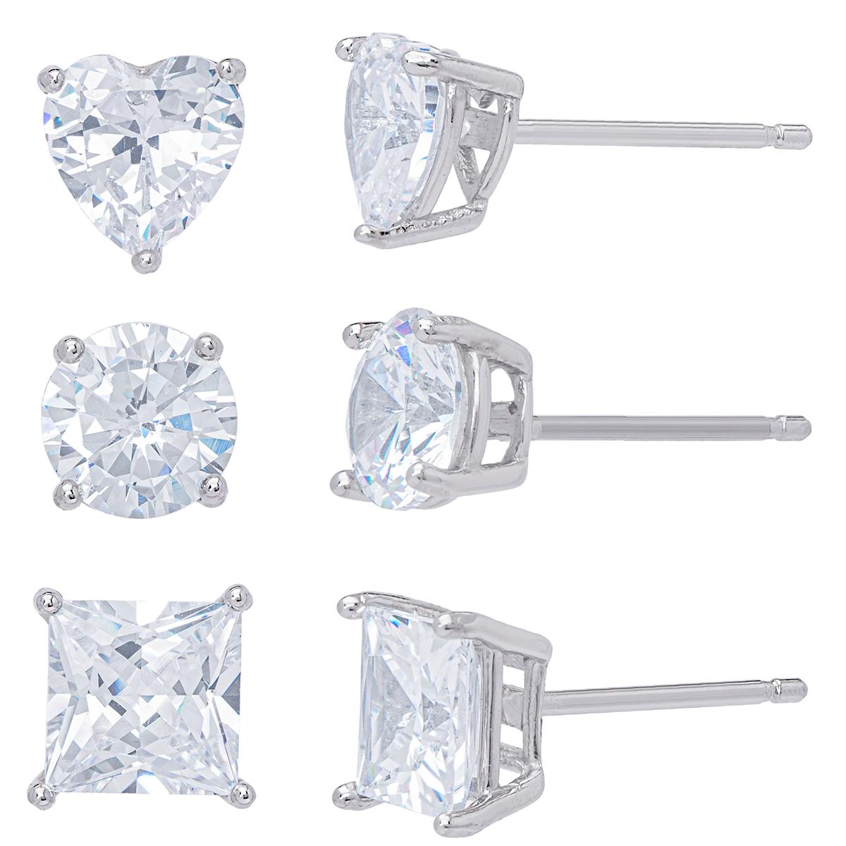 Sterling Silver 3pr. Stud Earrings Set