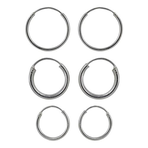 Sterling Silver Endless Hoop Trio Earring Set - image 
