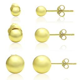 14kt. Gold Plated Over Sterling Silver Beaded Stud Earrings Set