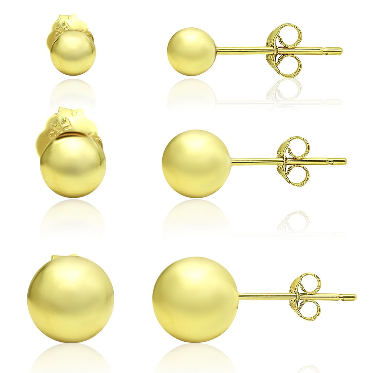 14kt. Gold Plated Over Sterling Silver Beaded Stud Earrings Set