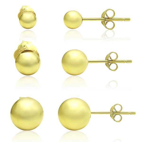14kt. Gold Plated Over Sterling Silver Beaded Stud Earrings Set - image 