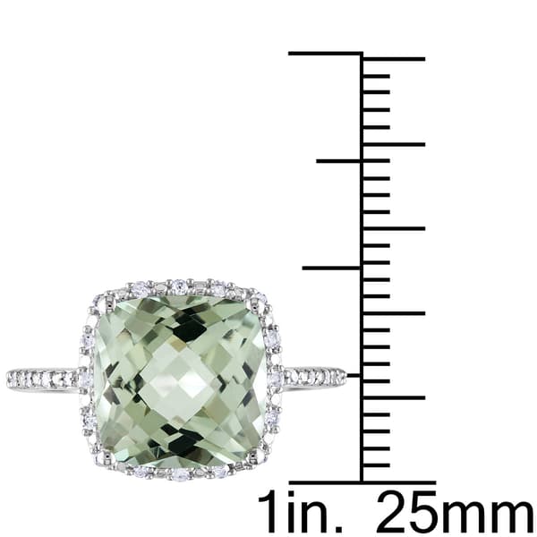 Gemstones Classics&#8482; 10kt. White Gold Green Amethyst Halo Ring