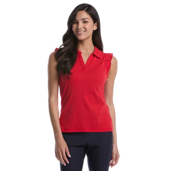 Petite Rafaella(R) Ruffle Sleeve Solid Polo - image 
