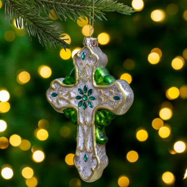 Northlight Seasonal 5in. Irish Cross Glass Christmas Ornament