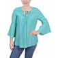 Petite NY Collection 3/4 Bell Sleeve Flower 3D Blouse - image 1