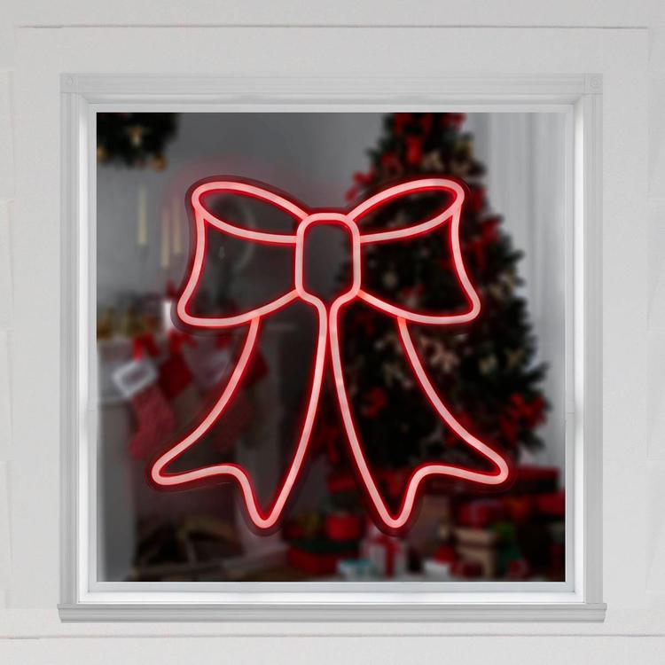 Northlight Seasonal 15in. LED Neon Bow Christmas Window Décor