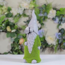 Northlight Seasonal 14in. Moss Covered Gnome with Shovel Statue