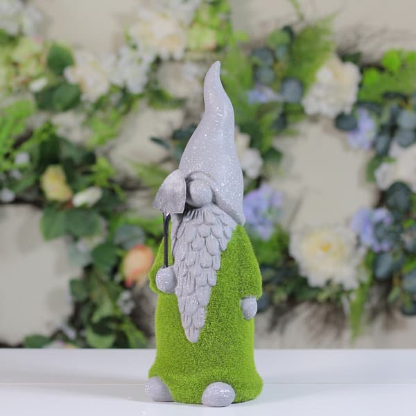 Northlight Seasonal 14in. Moss Covered Gnome with Shovel Statue