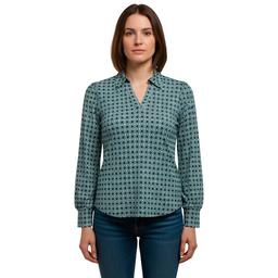 Womens Adrianna Papell Long Sleeve V-Neck Geometric Blouse