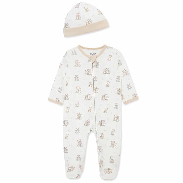 Baby Unisex (NB-9M) Little Me Fuzzy Bears Footie - image 