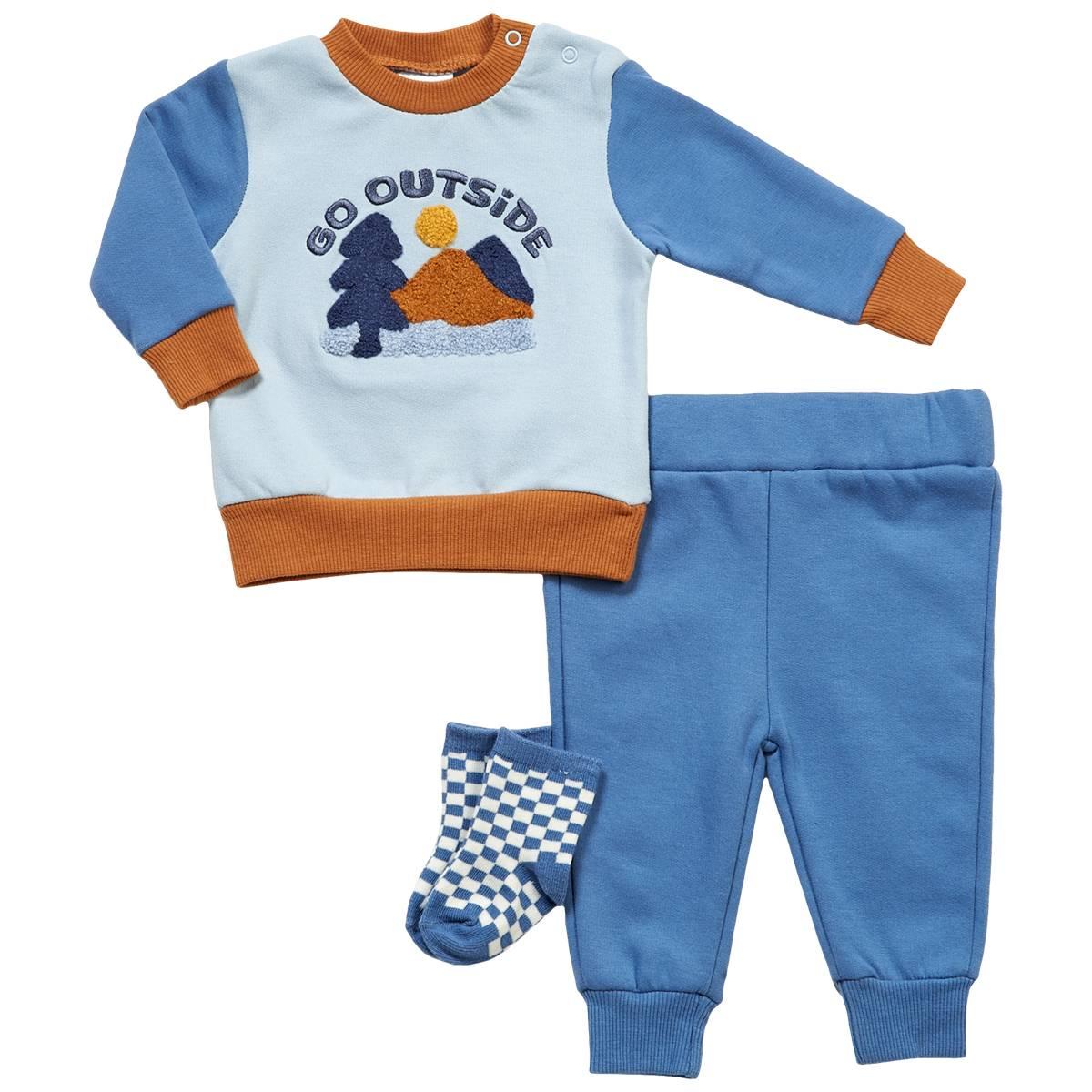 Baby Boy (NB-9M) bon bebe(R) Go Outside Cozy Sweatshirt Sets