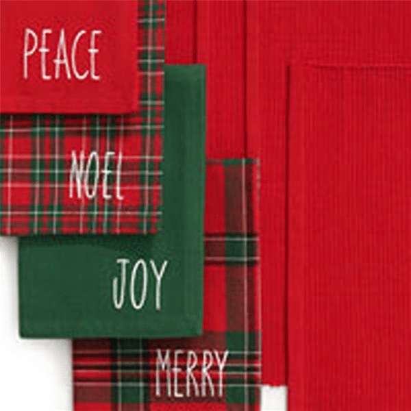 Threadmade Christmas Sentiments Placemat & Napkins - Set of 8