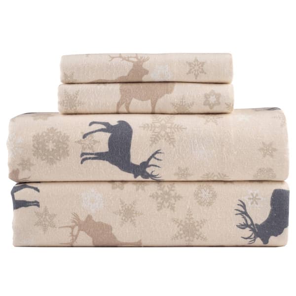 Kathy Ireland 100% Turkish Cotton Flannel Deer Sheet Set