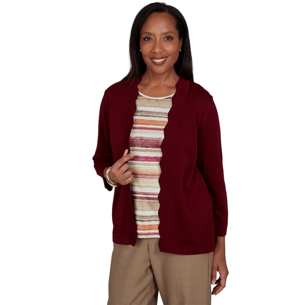 Womens Alfred Dunner Union Square Scallop Two in One Blouse