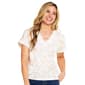 Womens Como Blu Cap Sleeve Floral V-Neck Lace Blouse - image 1