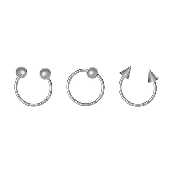 16 Gauge Stainless Steel Nose Ring Trio - image 