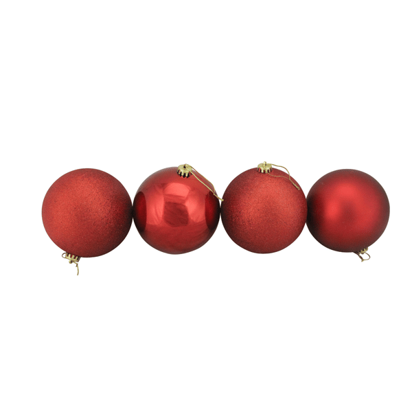 Northlight 4ct. Shatterproof 4-Finish Christmas Ball Ornaments - image 