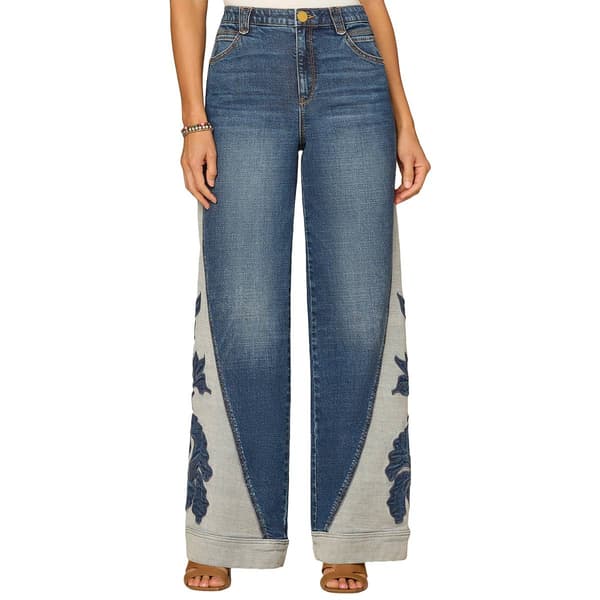 Womens Democracy Absolution(R) Floral Applique Wide Leg Jeans - image 